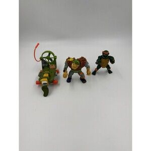 3 Piece Vintage Teenage Mutant Ninja Turtle Cheapskate and 2 Action Figures